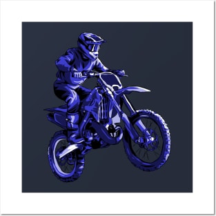 Blue Motocross Posters and Art
